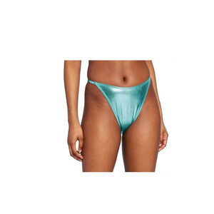 Wild Fable Teal Foil Low-Rise Cheeky High Leg Bikini Bottom Womens XS (0-2)